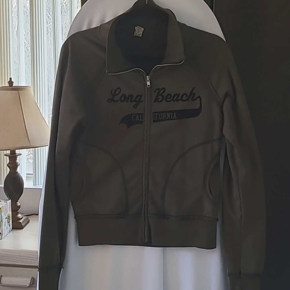 Zip-up sweat jacket in grayish/brown very cute, can wear any time